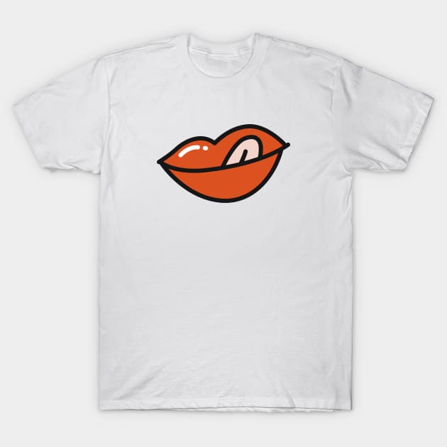 Red Lips - Tongue Sticking Out T-Shirt by souloff